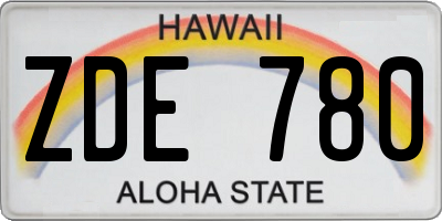 HI license plate ZDE780