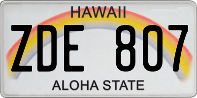 HI license plate ZDE807