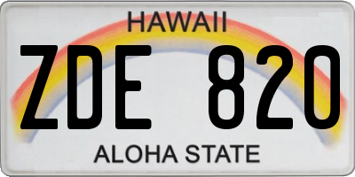 HI license plate ZDE820