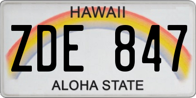 HI license plate ZDE847