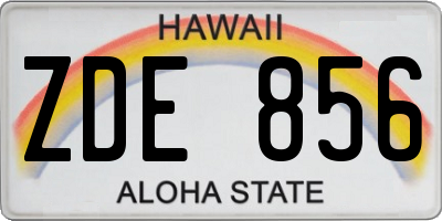 HI license plate ZDE856