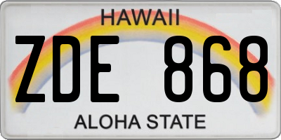 HI license plate ZDE868