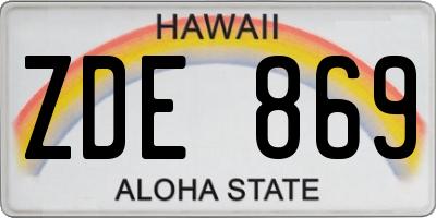 HI license plate ZDE869