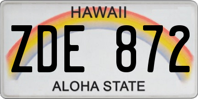 HI license plate ZDE872