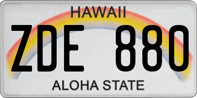 HI license plate ZDE880