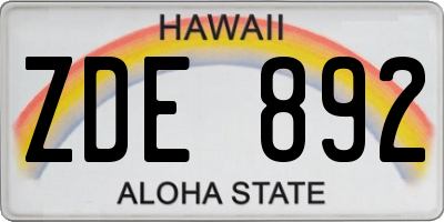 HI license plate ZDE892