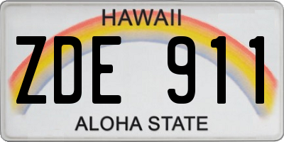 HI license plate ZDE911