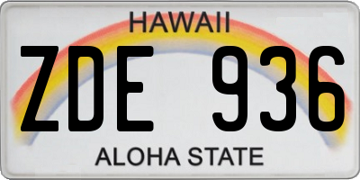 HI license plate ZDE936