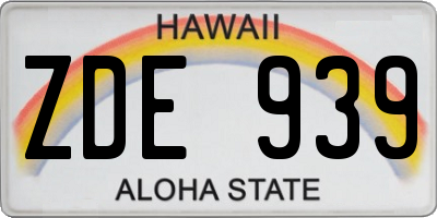 HI license plate ZDE939