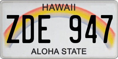 HI license plate ZDE947