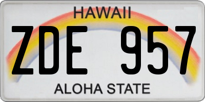 HI license plate ZDE957