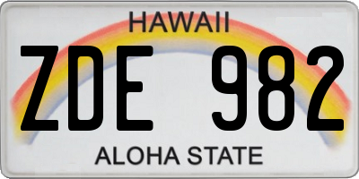 HI license plate ZDE982