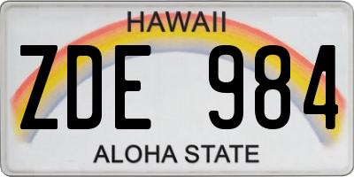 HI license plate ZDE984