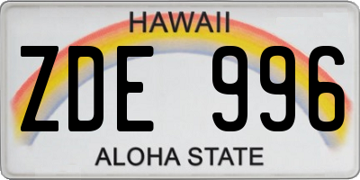 HI license plate ZDE996