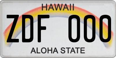 HI license plate ZDF000