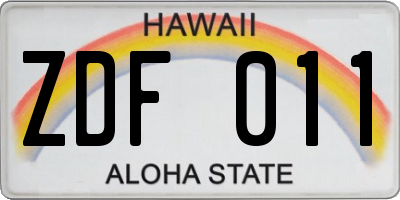 HI license plate ZDF011
