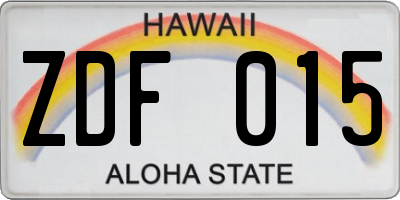 HI license plate ZDF015