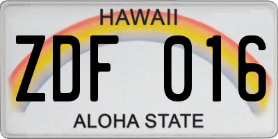 HI license plate ZDF016