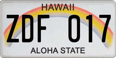 HI license plate ZDF017