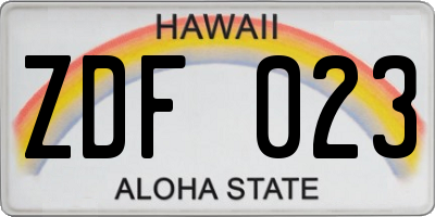 HI license plate ZDF023