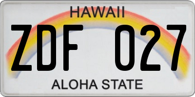HI license plate ZDF027