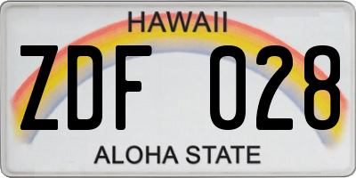 HI license plate ZDF028