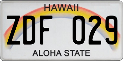 HI license plate ZDF029