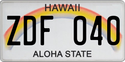 HI license plate ZDF040