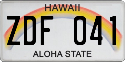 HI license plate ZDF041