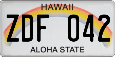 HI license plate ZDF042