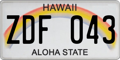 HI license plate ZDF043