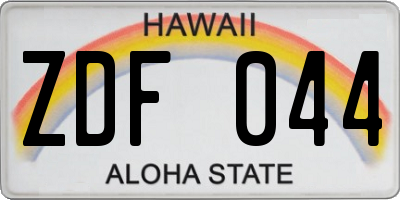 HI license plate ZDF044