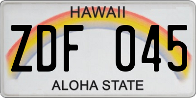 HI license plate ZDF045