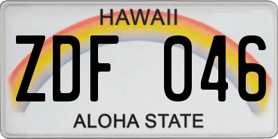 HI license plate ZDF046