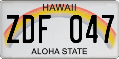 HI license plate ZDF047