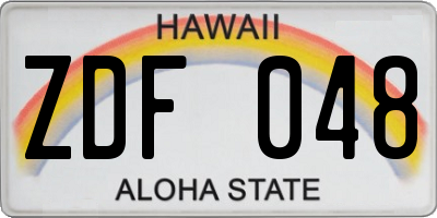 HI license plate ZDF048