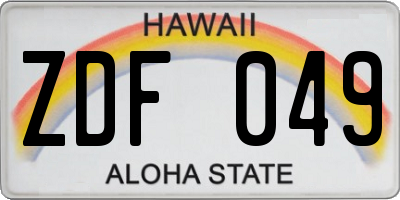 HI license plate ZDF049