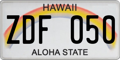 HI license plate ZDF050