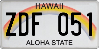 HI license plate ZDF051