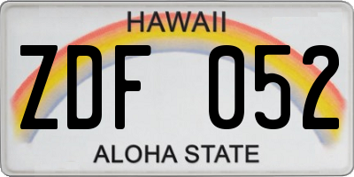 HI license plate ZDF052