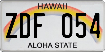 HI license plate ZDF054