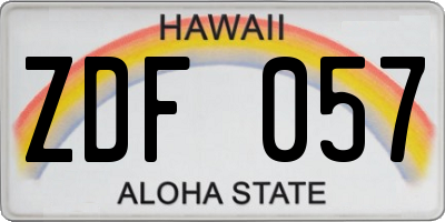 HI license plate ZDF057