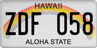 HI license plate ZDF058