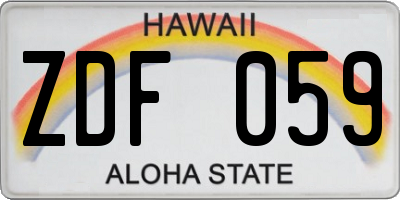 HI license plate ZDF059