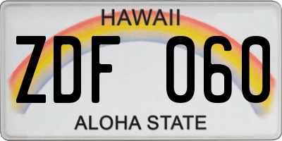 HI license plate ZDF060