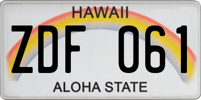 HI license plate ZDF061
