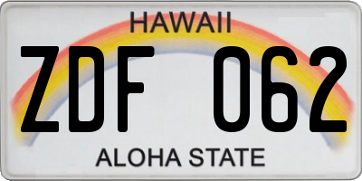 HI license plate ZDF062