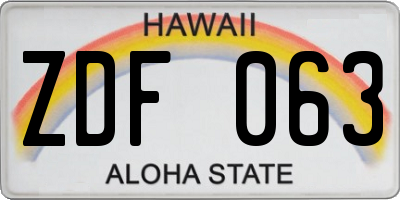 HI license plate ZDF063