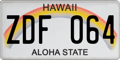 HI license plate ZDF064