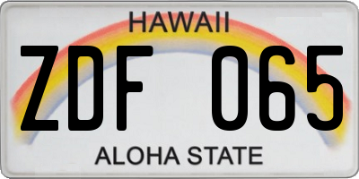 HI license plate ZDF065